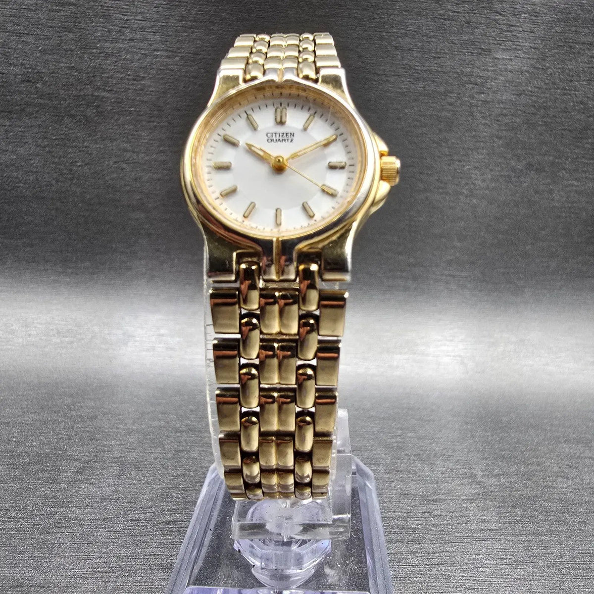 Citizen Watch Women 21mm White Dial Gold Tone Round 5930-S42068 New Battery VTG5
