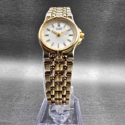 Citizen Watch Women 21mm White Dial Gold Tone Round 5930-S42068 New Battery VTG5