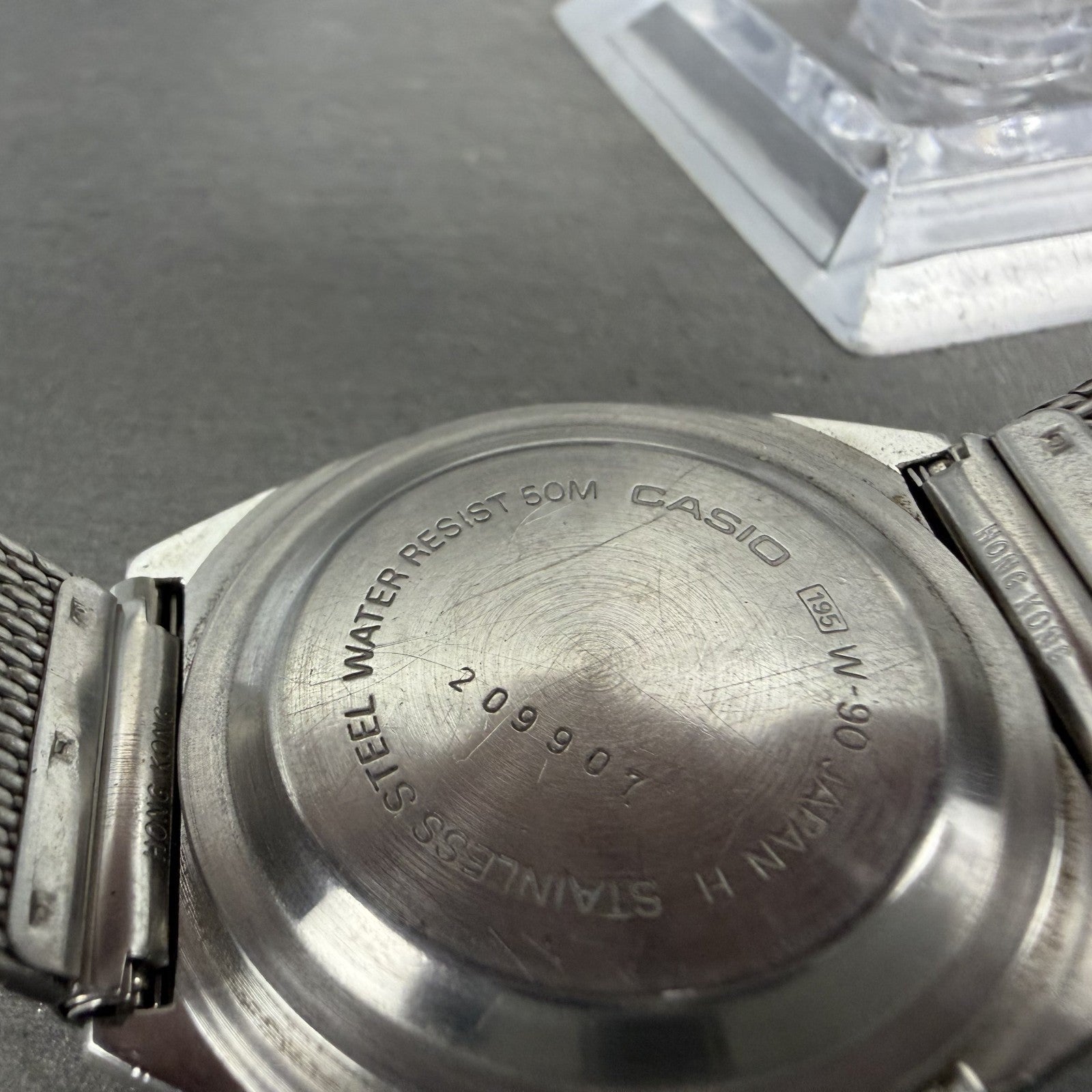 Casio W-90 Watch Men 35mm Digital Silver Tone Rectangle Chronograph VintagePARTS10