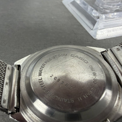 Casio W-90 Watch Men 35mm Digital Silver Tone Rectangle Chronograph VintagePARTS10