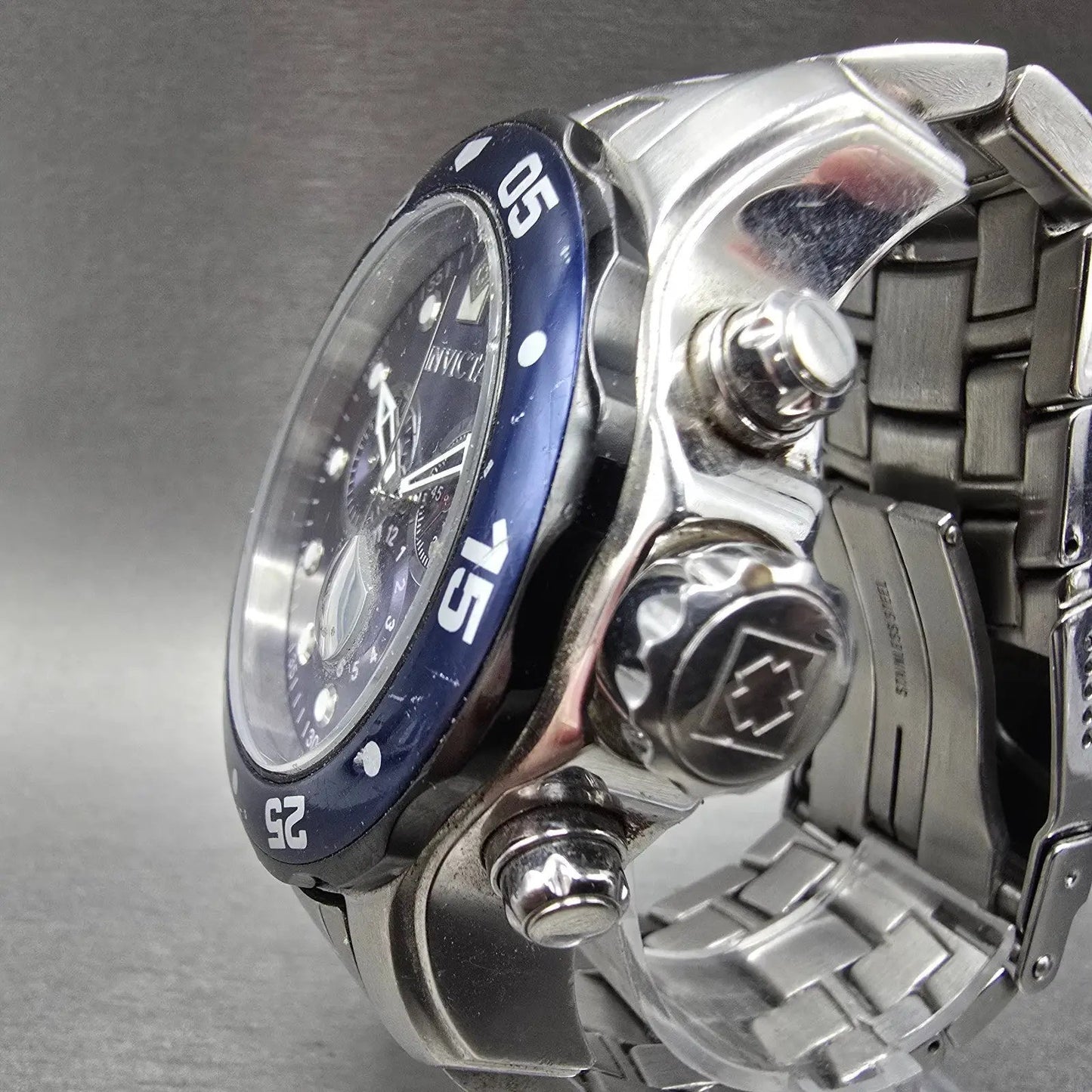 invicta Pro Diver Chronograph Watch Men 48mm Blue Dial Silver Tone 80057 New Bat2