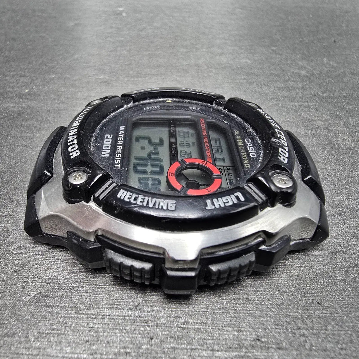 Casio Waveceptor Watch Men 48mm Digital Black Silver Alarm Chrono WV-M200 READ!!5