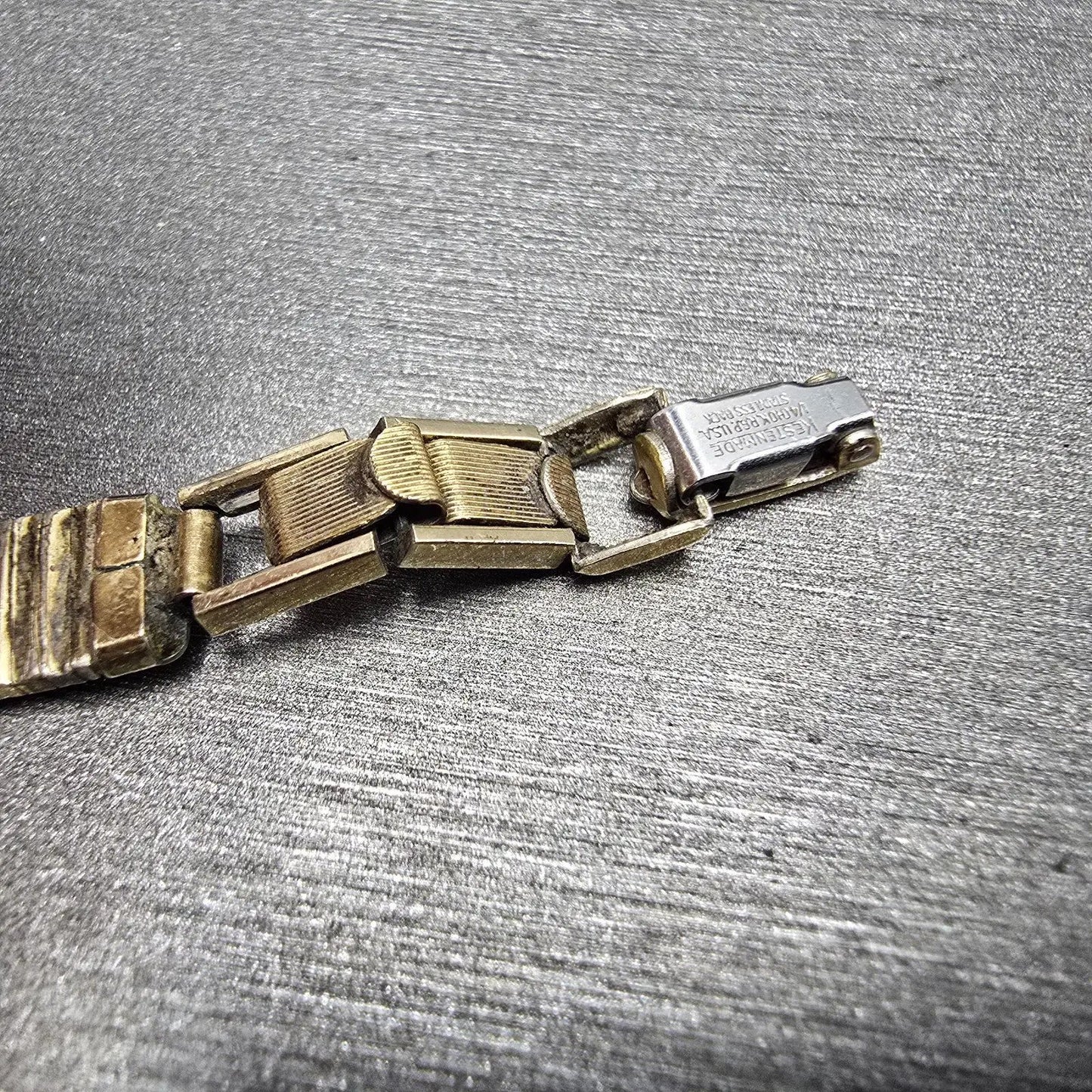 Hamilton Watch Women 18mm White Dial Gold Tone Rectangle Diamonds 8862 PARTS13