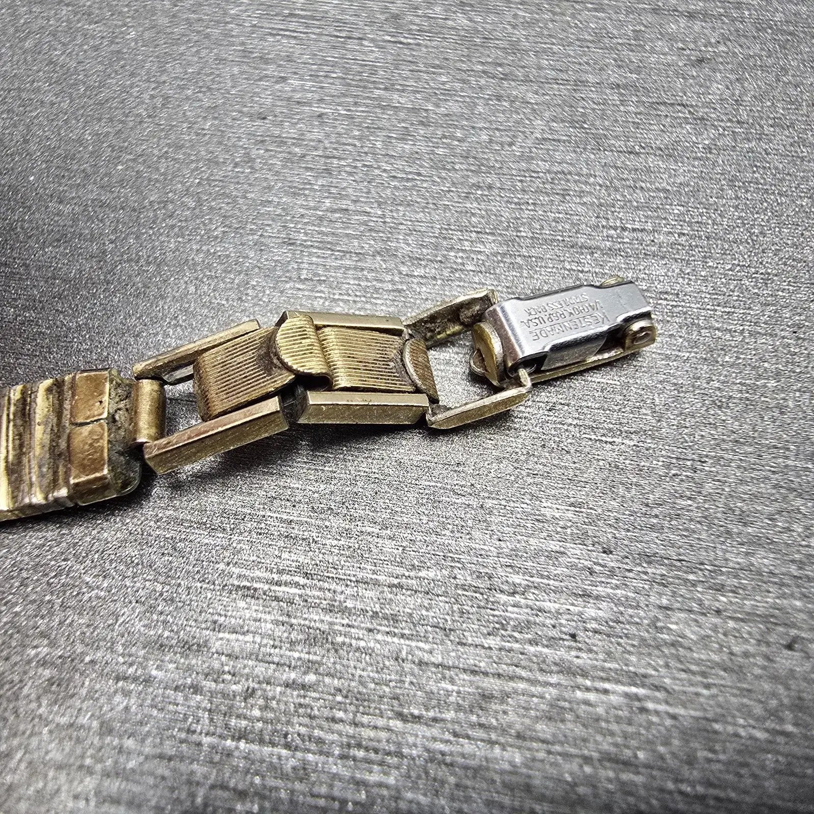 Hamilton Watch Women 18mm White Dial Gold Tone Rectangle Diamonds 8862 PARTS13