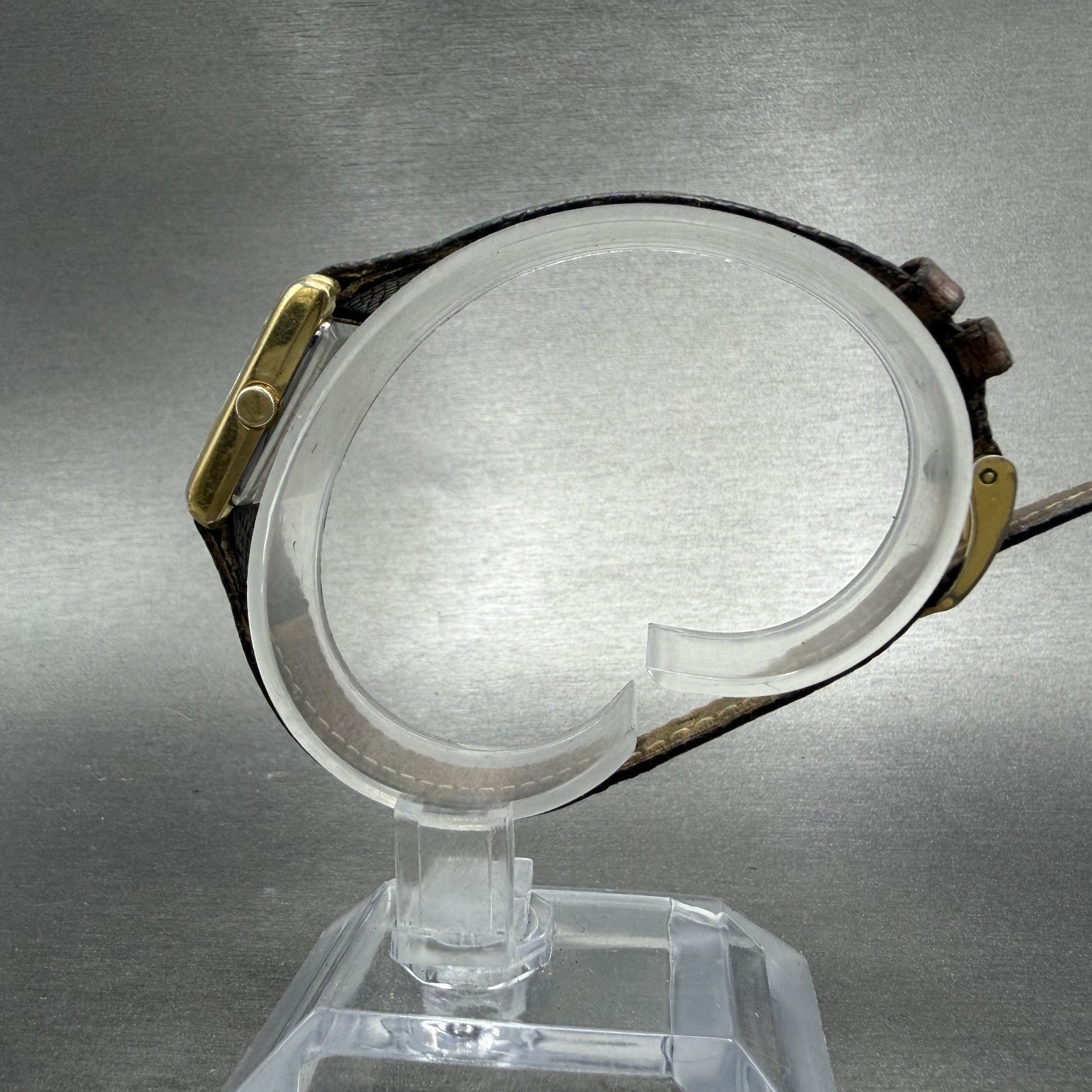 Seiko Tank Watch Women 18mm Gold Dial Gold Tone Small Seconds 1428-5160 NewBat A6