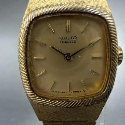 Seiko Watch Women 16mm Champagne Dial Gold Tone Vintage 1400-8359 New Battery1