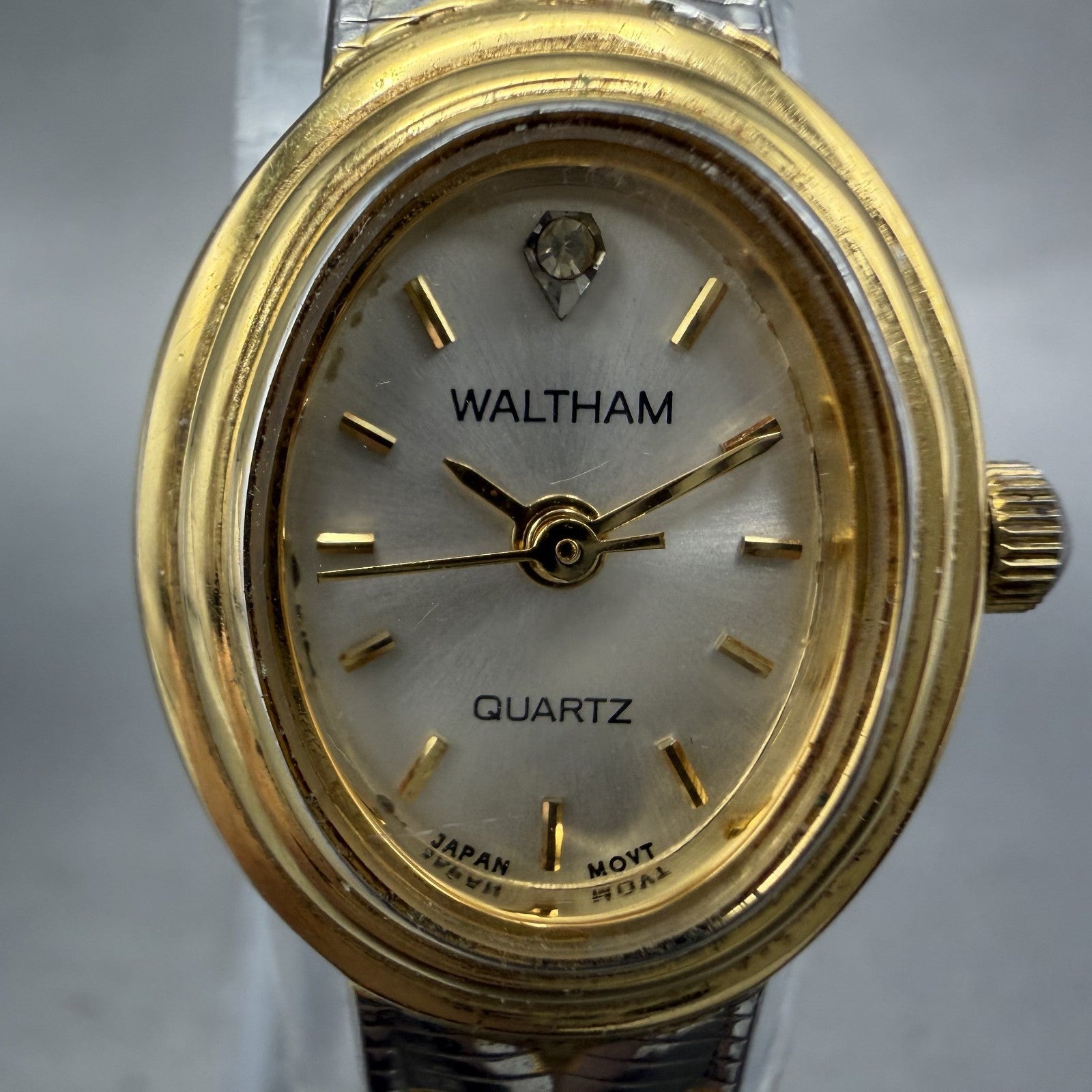 Waltham Watch Women 18mm Silver Dial Two Tone Oval Mesh Band New Battery VTG1
