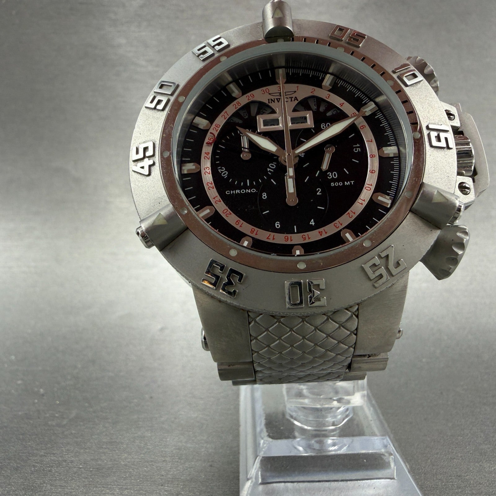 Invicta Subaqua Noma Chrono Watch Men 50mm Black Dial Steel Triple Calendar 53955