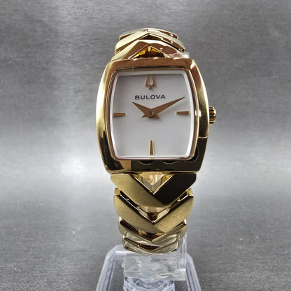 Bulova Classic Watch Women 23mm MOP Dial Gold Tone Rectangle 97L183 New Battery6