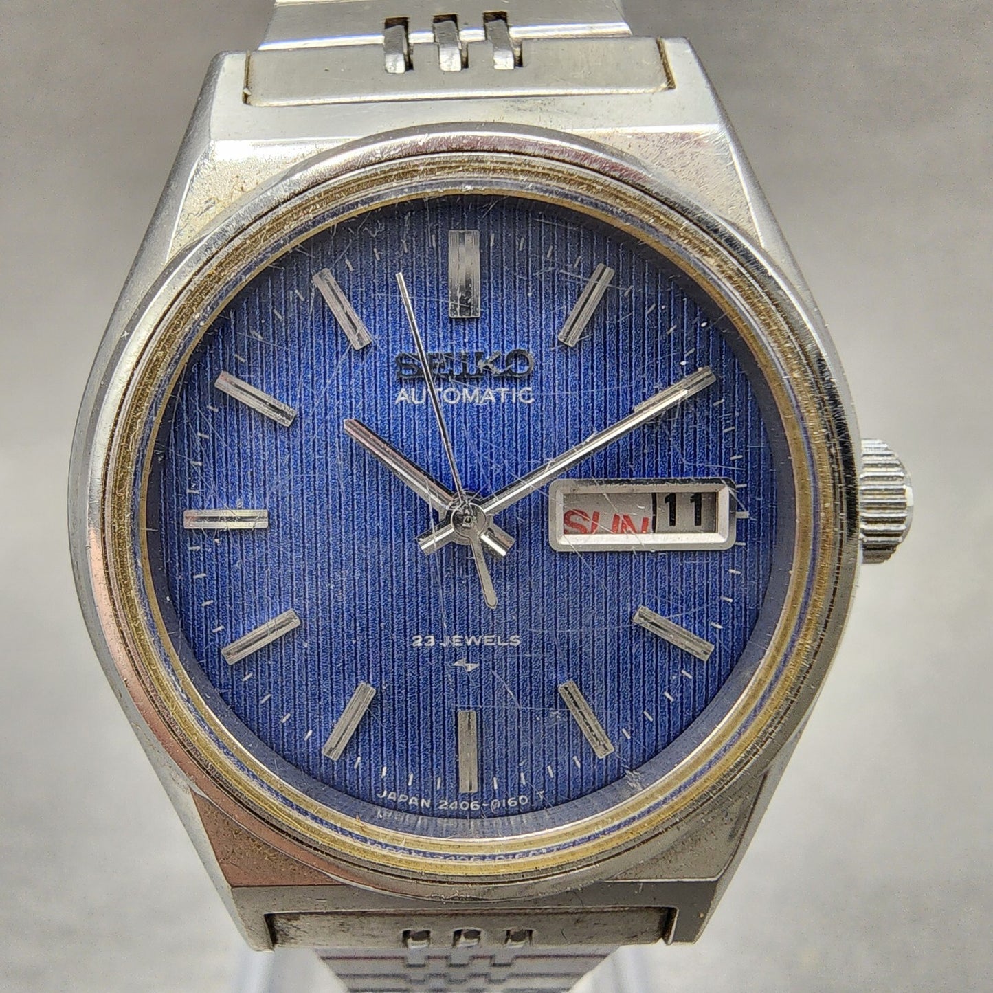 Seiko Automatic Watch Women 27mm Blue Dial Silver Tone Daydate 24060060 READ!!!1