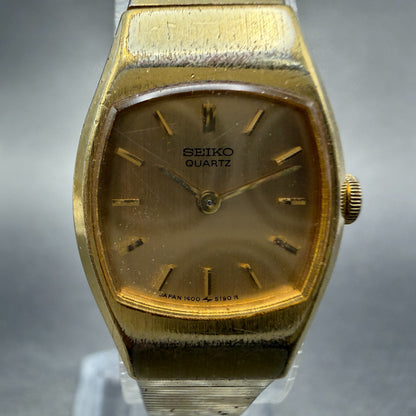 Seiko Watch Women 18mm Champagne Dial Gold Tone Round 1400-8010 New Battery VTG1