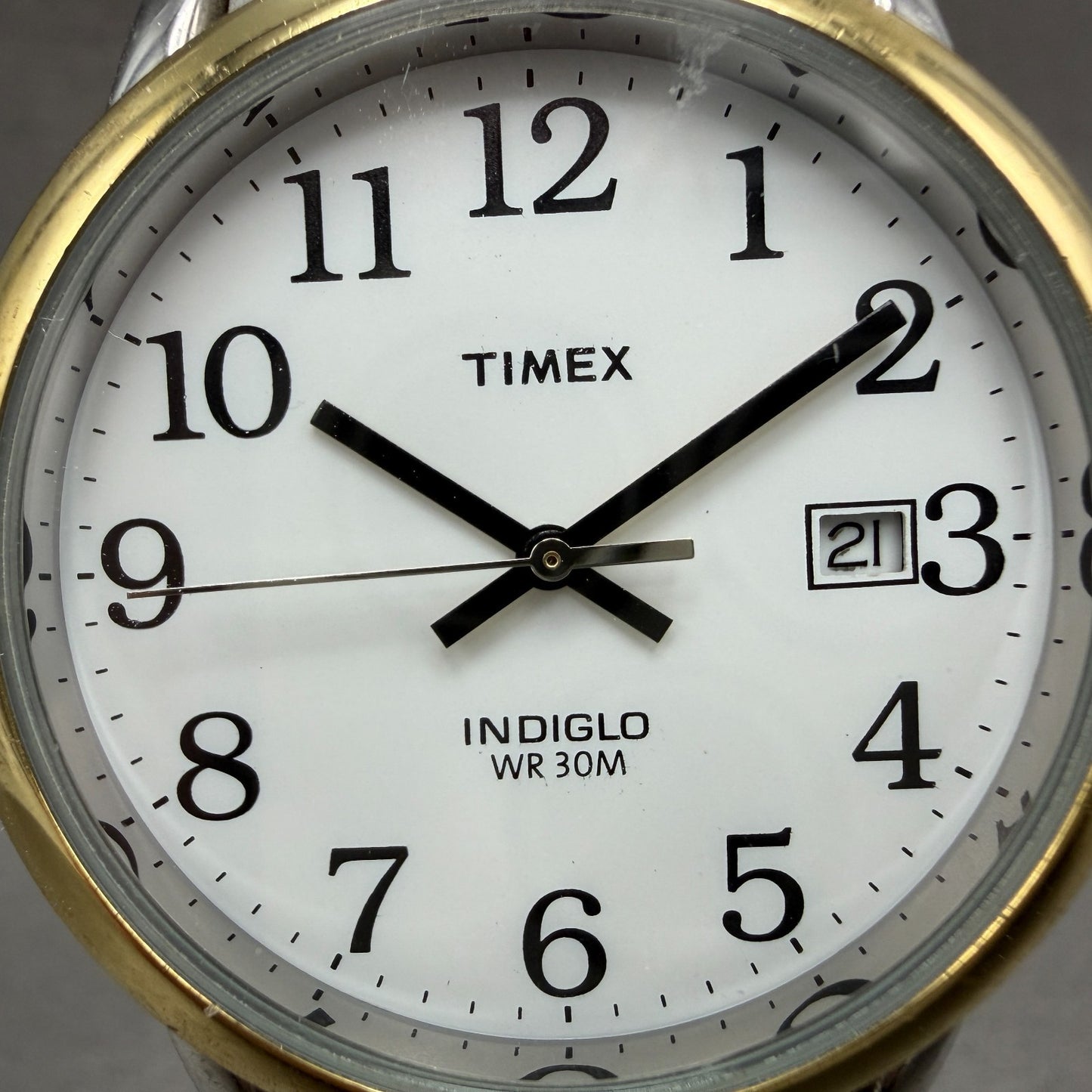 Timex Easy Reader Watch Men 35mm White Dial Two Tone Date Round New Battery1