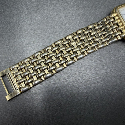 Seiko Tank Watch Men 26mm White Dial Gold Tone Date 7N225A10 New Battery READ!!6