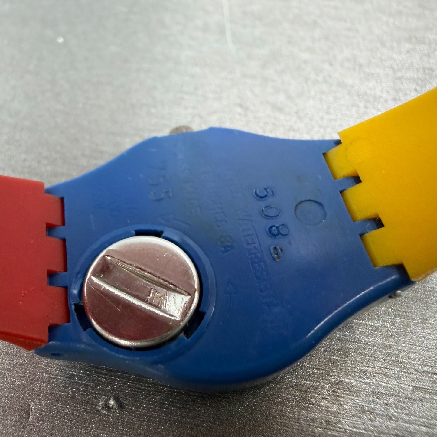 Swatch Tri-Color Racer Watch Women 25mm Black Dial Blue Yellow Red LS102 New bat9
