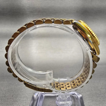 Seiko Watch Women 24mm Gold Dial Gold Tone Daydate Round 7N83-0041 New Battery8