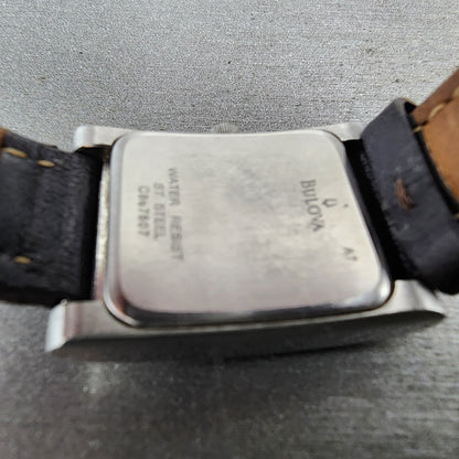 Bulova Tank Watch Women 21mm White Dial Silver Tone Date Rectangle New Battery9