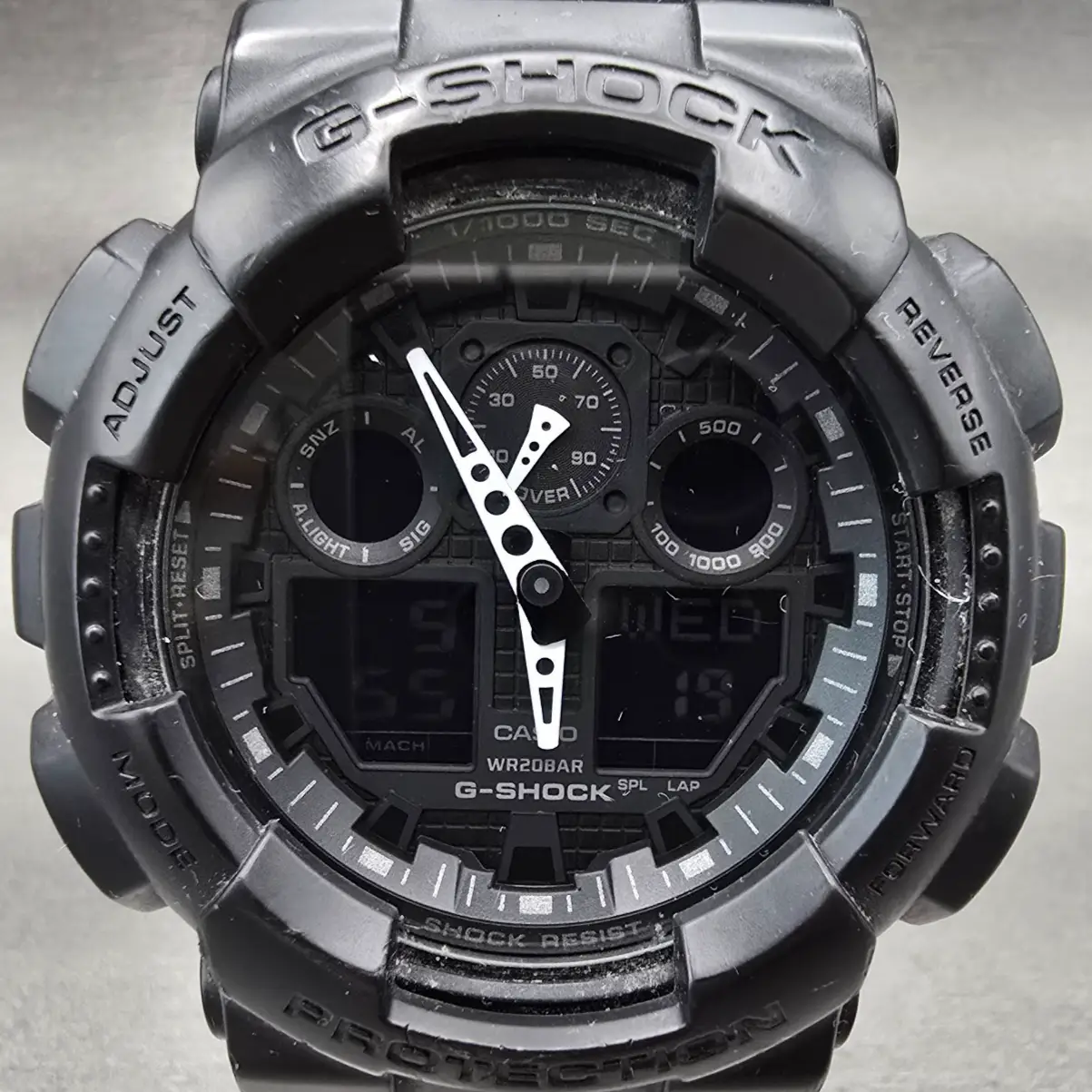 Casio G-Shock GA-100 Watch Men 51mm Black Dial Black Chrono Alarm New Battery TR1
