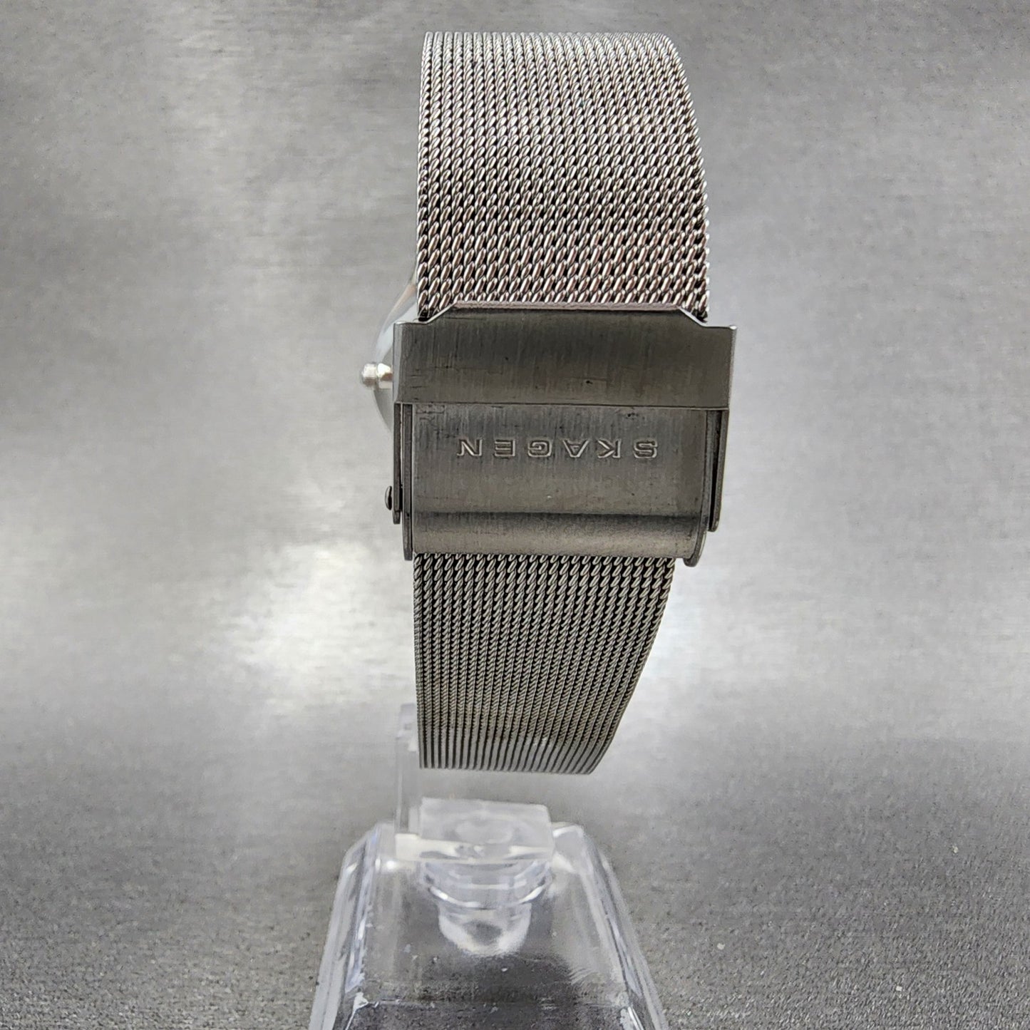 Skagen Watch Men 34mm Blue Dial Steel Date Round Mesh A233LSSN New Battery