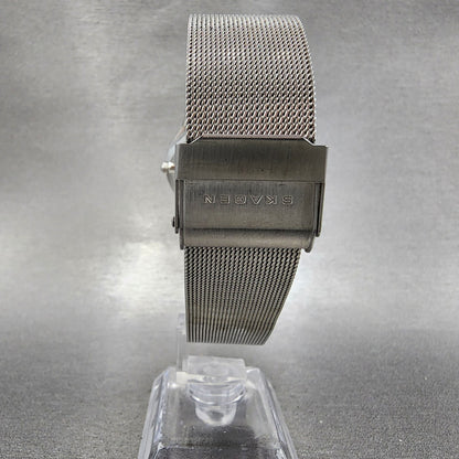 Skagen Watch Men 34mm Blue Dial Steel Date Round Mesh A233LSSN New Battery