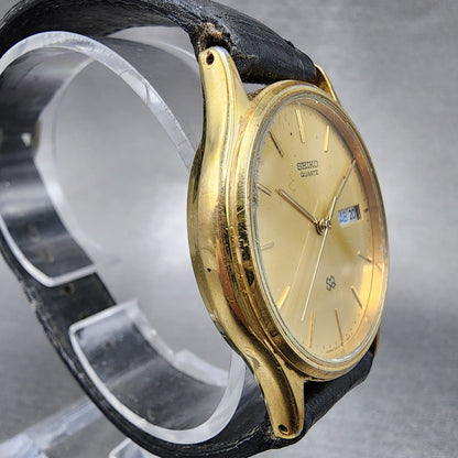 Seiko SQ Watch Men 33mm Gold Dial Gold Tone Daydate Round 5H237B09 PARTS4