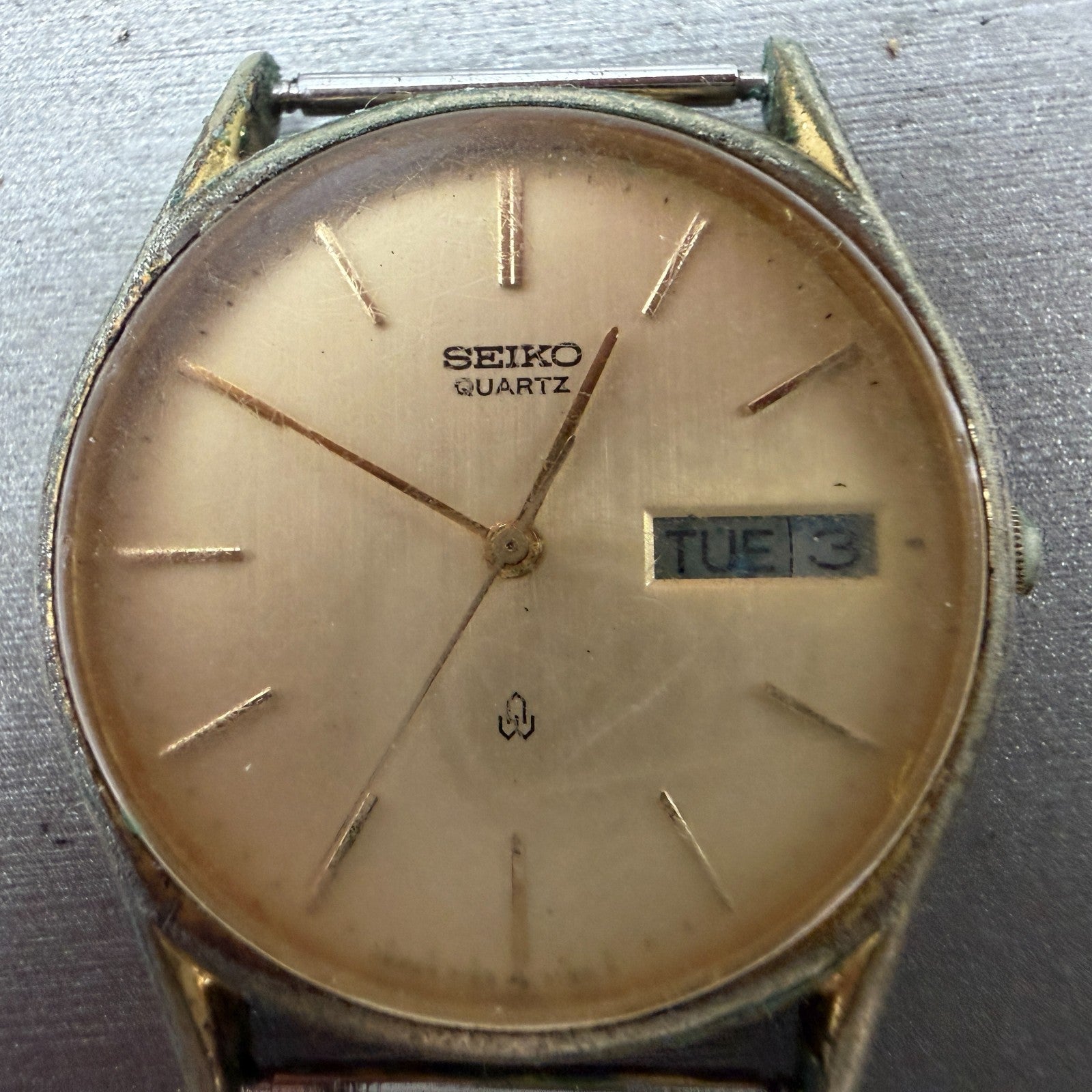 Seiko Watch Men 31mm Champagne Dial Gold Tone Daydate Round 7123-7090 PARTS2