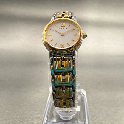 Seiko Watch Women 19mm White Dial Two Tone Round 1N00-0DN0 New Battery Vintage5