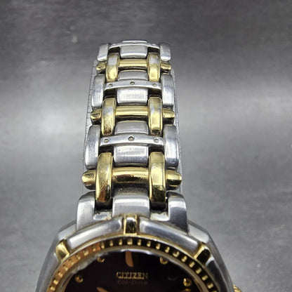 Citizen Eco-Drive Watch Women 27mm Blue Dial Two Tone Date E011-S030561 Runs5