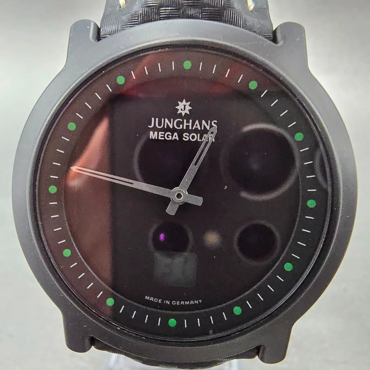 Junghans Mega Solar Watch Men 39mm Black Dial Ceramic 018/1500 Round Works1