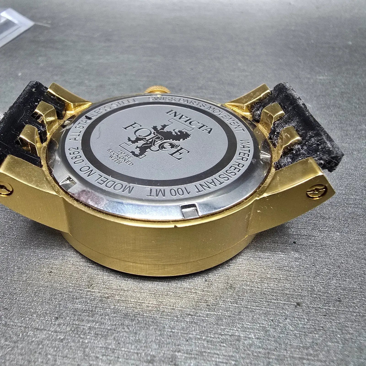 Invicta I Force Watch Men 46mm Black Dial Gold Tone Date Round 0852 New Batt7