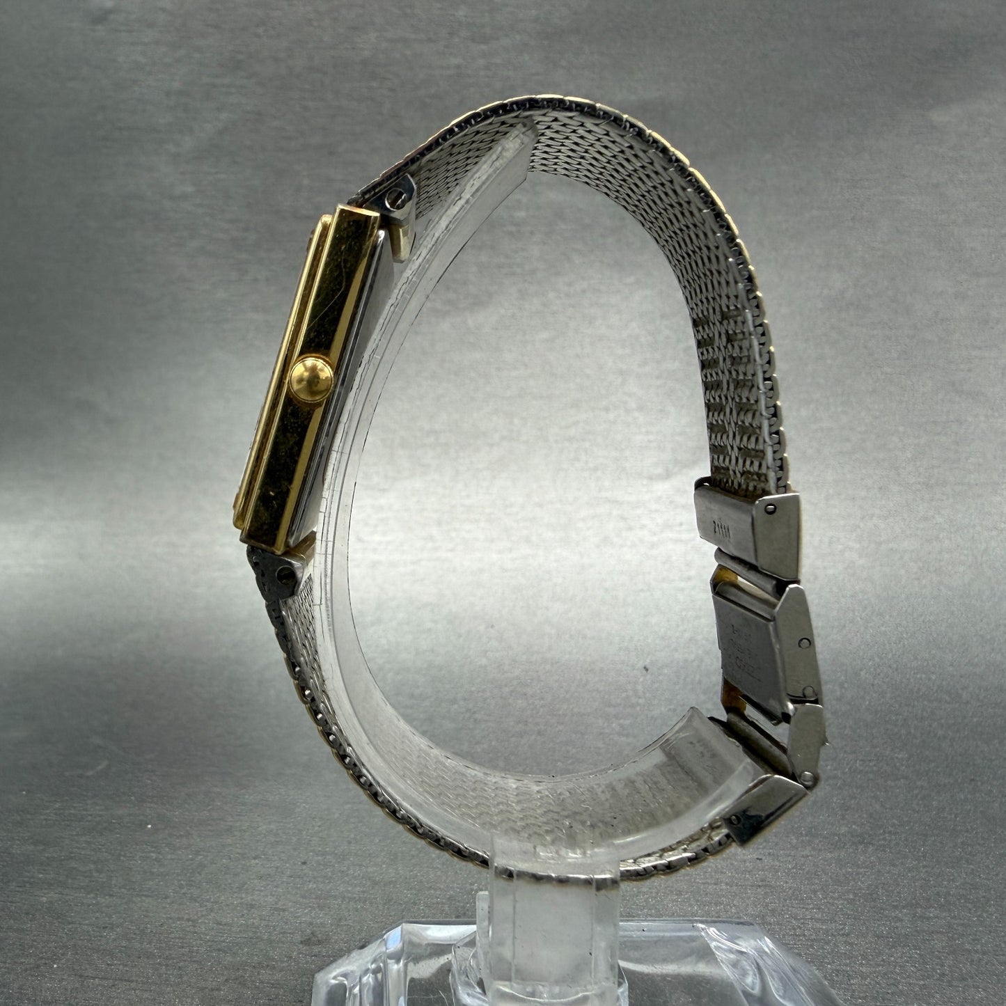 Seiko Tank Watch Men 24mm Gold Dial Gold Tone Rectangle Date 2A32-5019 PARTS VTG7