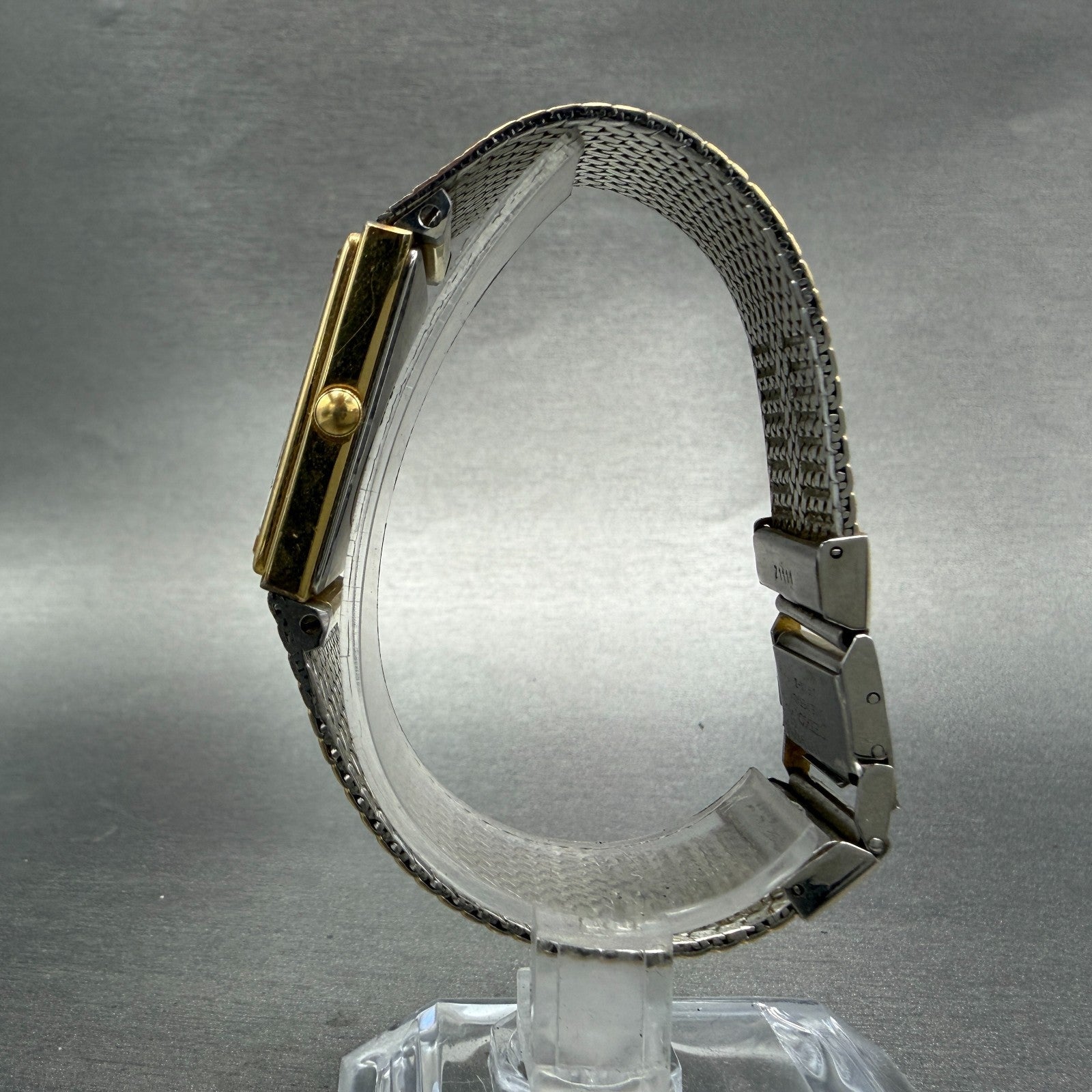 Seiko Tank Watch Men 24mm Gold Dial Gold Tone Rectangle Date 2A32-5019 PARTS VTG7