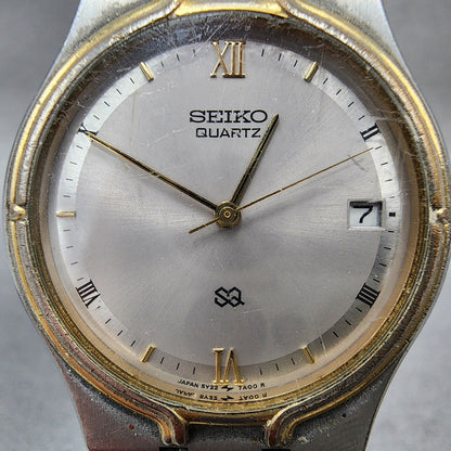 Seiko SQ Watch Men 33mm Silver Dial Two Tone Date Round 5y227a09 PARTS2