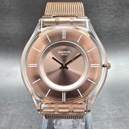 Swatch Skin Hello Darling Watch Women 33mm Rose Gold Dial Clear SFP115M New Batt0