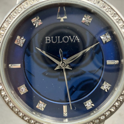Bulova Watch Women 33mm Blue Dial Silver Tone Round 96L276 New Battery Crystals1