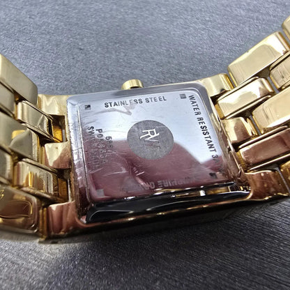 Raymond Weil Tema Watch Men 20mm Gold Dial Gold Plated Rectangle 5887 PARTS10