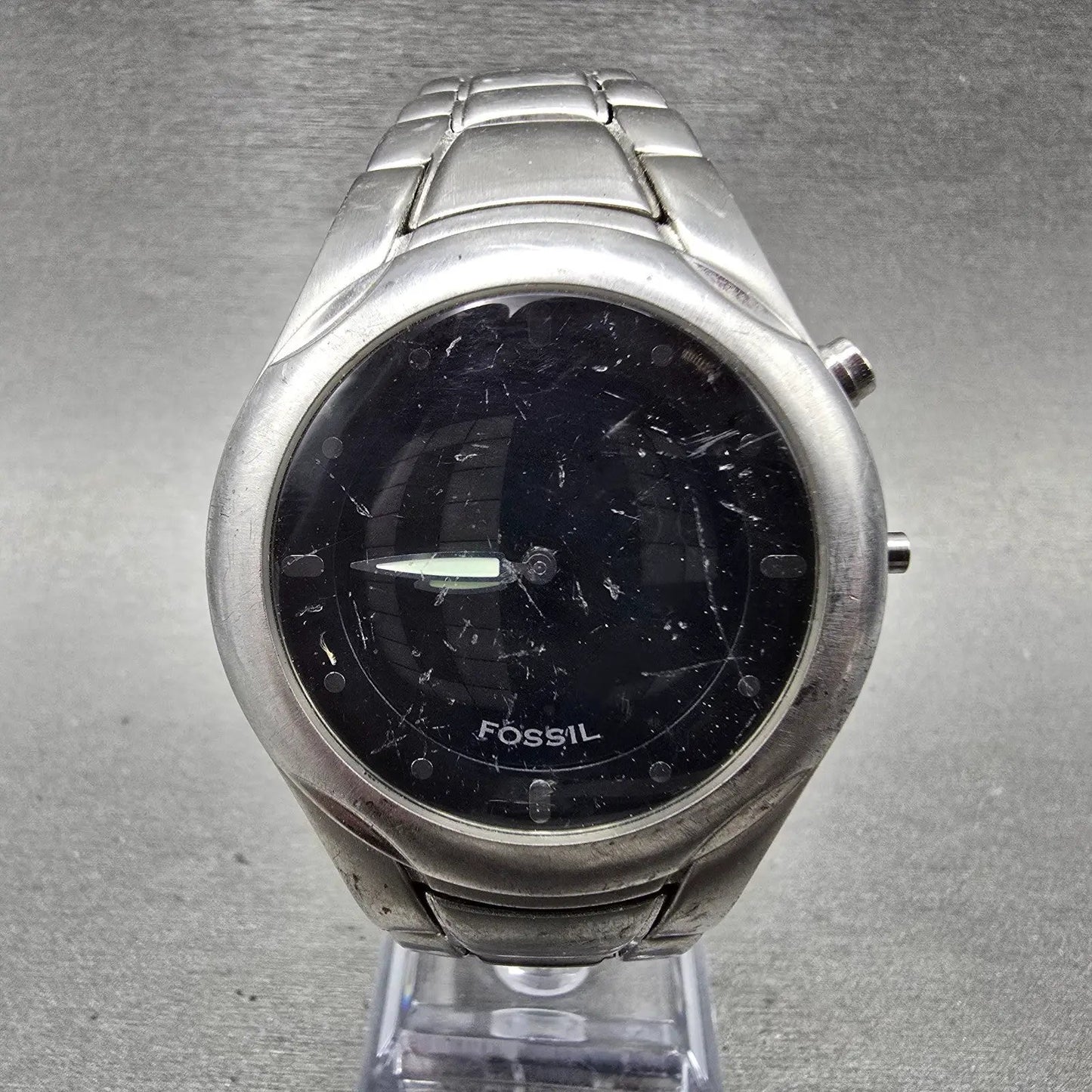 Fossil Big Tic Watch Men 40mm Black Dial Silver Tone Round JR-8094 PARTS0