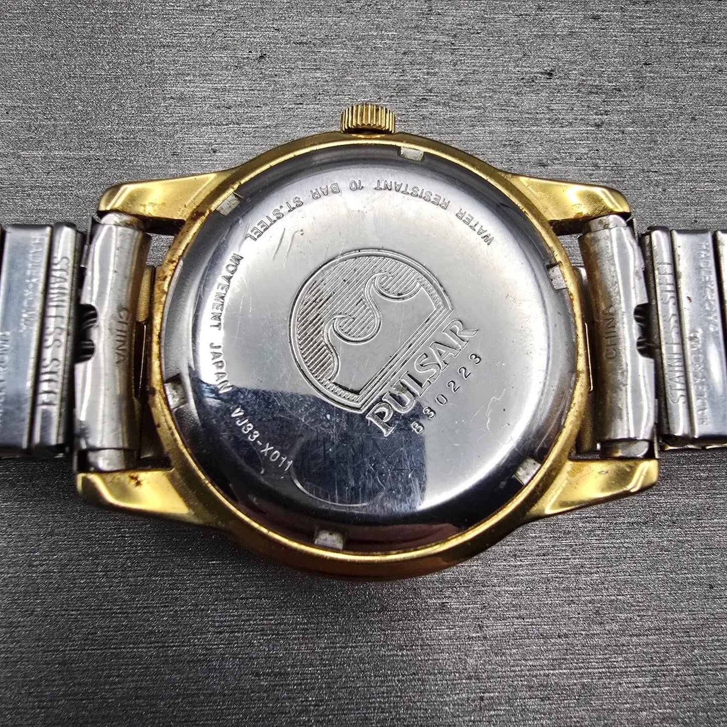Pulsar Railroad Approved Watch Men 37mm White Dial Gold Tone Daydate New Battery10