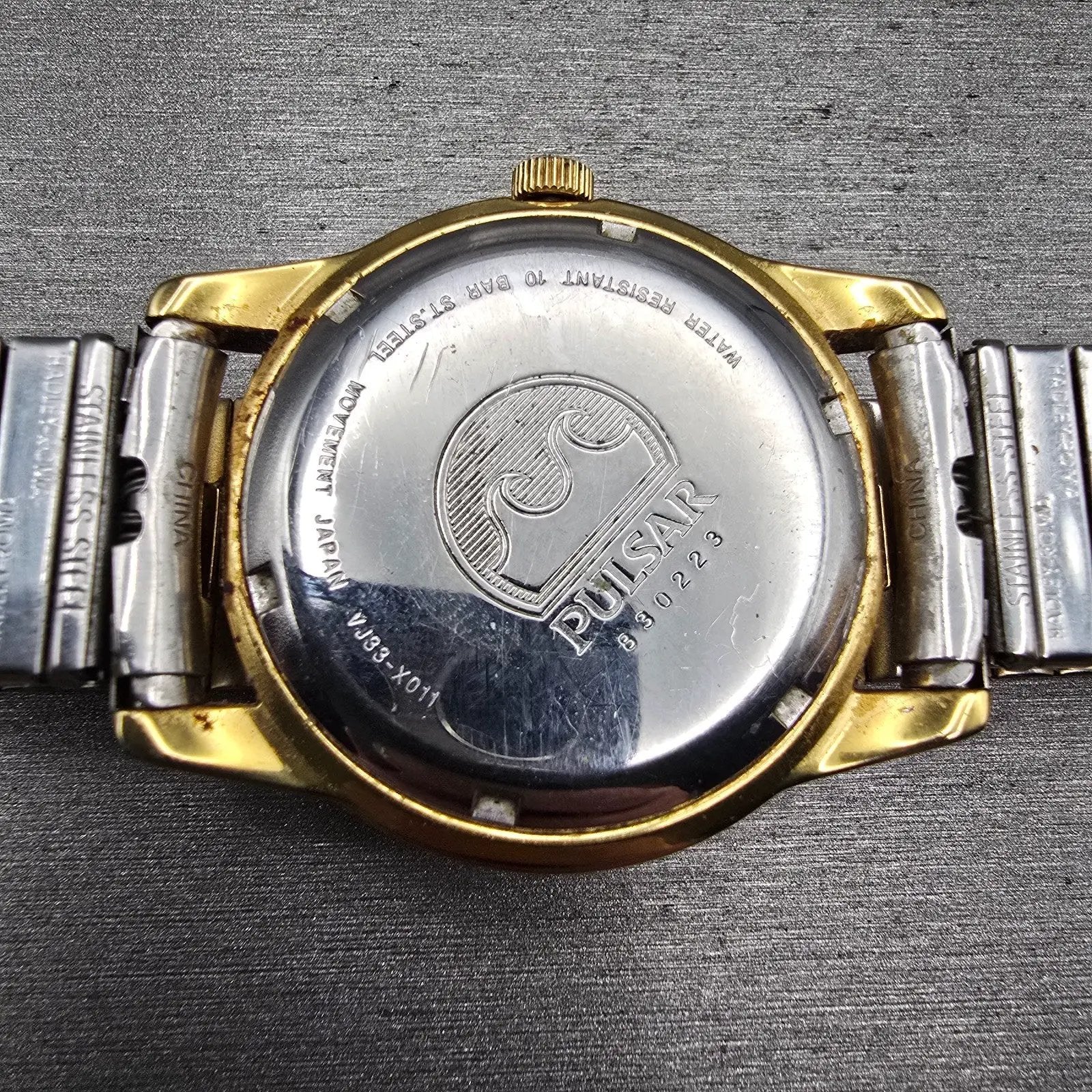 Pulsar Railroad Approved Watch Men 37mm White Dial Gold Tone Daydate New Battery10