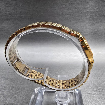 Seiko Watch Women 16mm Champagne Dial Gold Tone Rectangle 4N00-5249 New Battery8