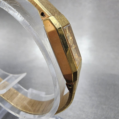 Seiko Tank Watch Women 12mm Gold Dial Gold Tone Rectangle 13205040 New Battery3