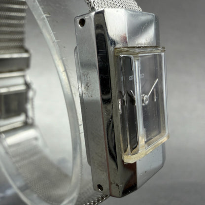 Seiko Watch Women 16mm Brown Dial Silver Tone Rectangle Manual Wind 11-3840 Runs3