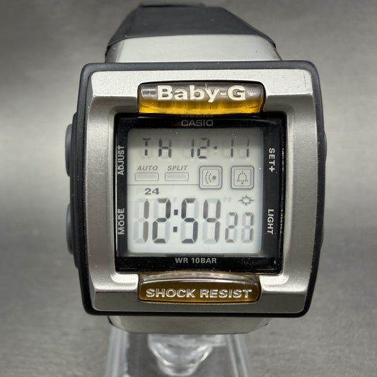 Casio Baby-G Watch Women 35mm Digital Black Silver Alarm Chrono BG-180 New Batt0