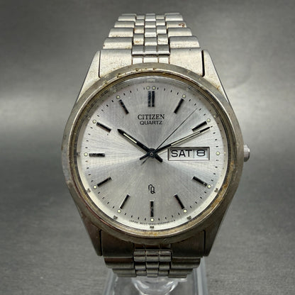Citizen CQ Watch Men 36mm Silver Dial Silver Tone Daydate 6100-S96389 NewBattery0