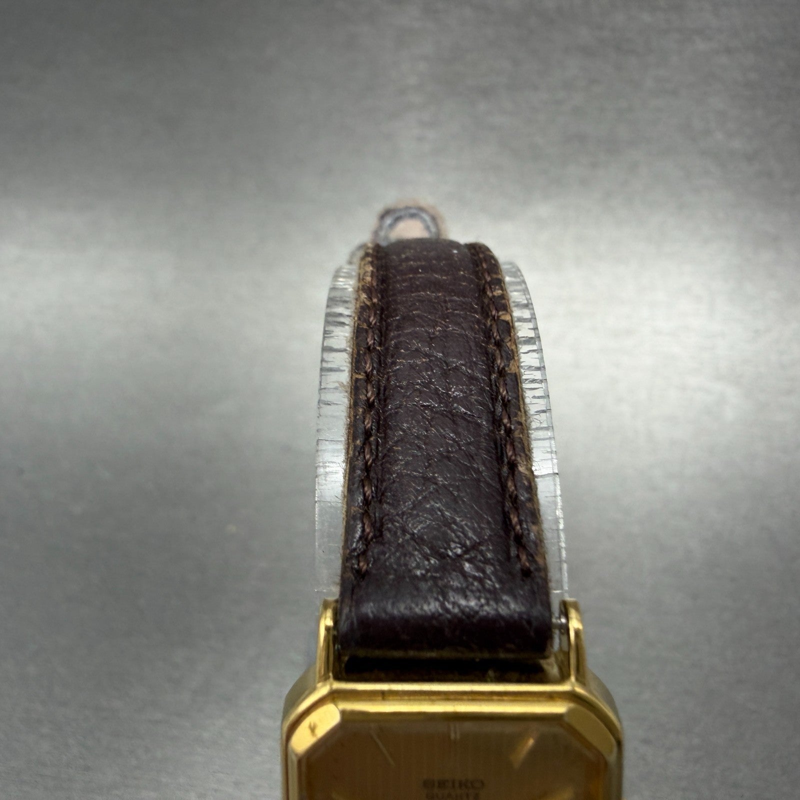 Seiko Tank Watch Women 19mm Champagne Dial Gold Tone 1421-5720 New Battery VTG4