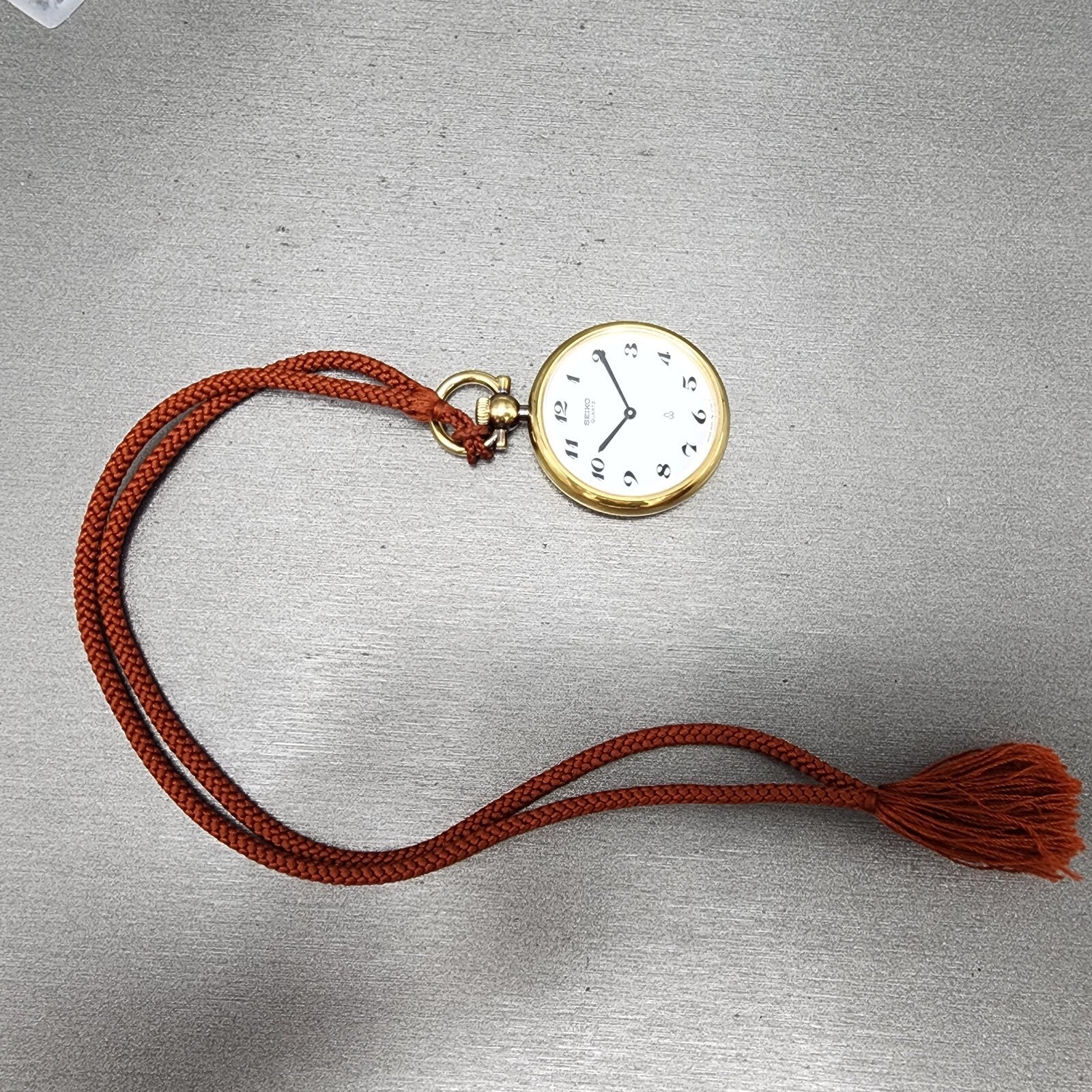 Seiko Pocket Watch 29mm White Dial Gold Tone Round 2620 New Battery7