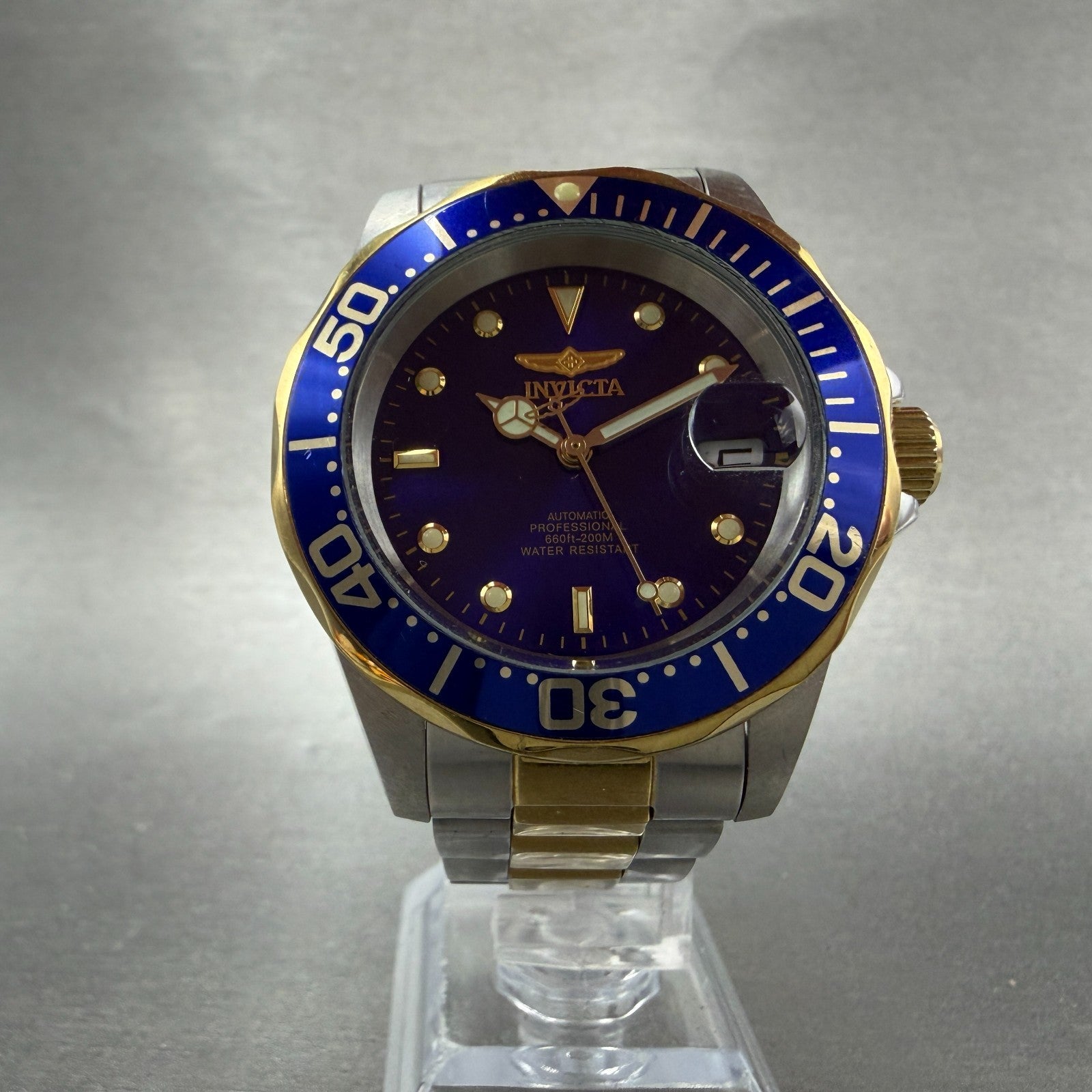Invicta Pro Diver Watch Men 40mm Blue Dial Two Tone Date Automatic 8928 Runs5