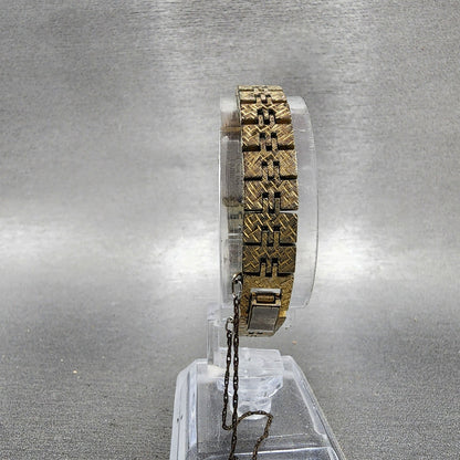 Seiko Tank Watch Women 13mm Champagne Dial Gold Tone 13205229 New Battery7