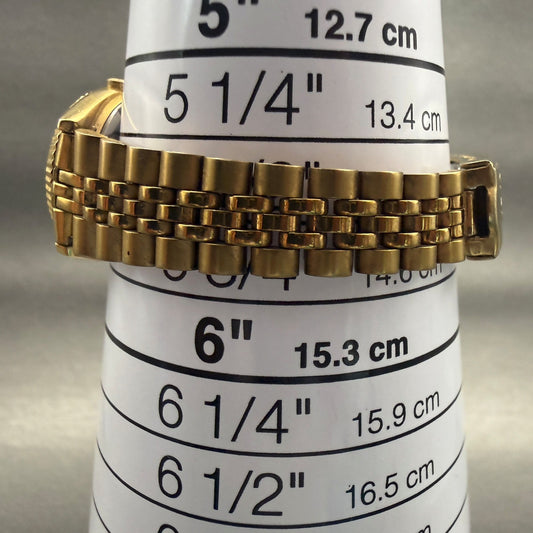 Seiko SQ Watch Women 24mm Black Dial Gold Tone Daydate Round 3Y03-0169 New Batt9