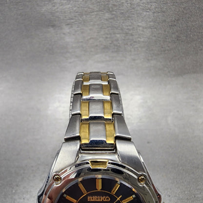 Seiko 100M Watch Women 28mm Blue Dial Two Tone Date Round 7n820fh0 New Battery4