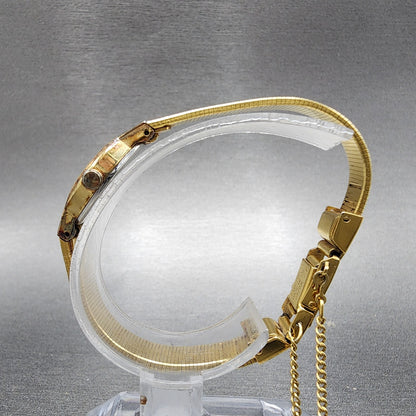 Seiko Watch Women 17mm Champange Dial Gold Tone Round 2C200149 New Battery9